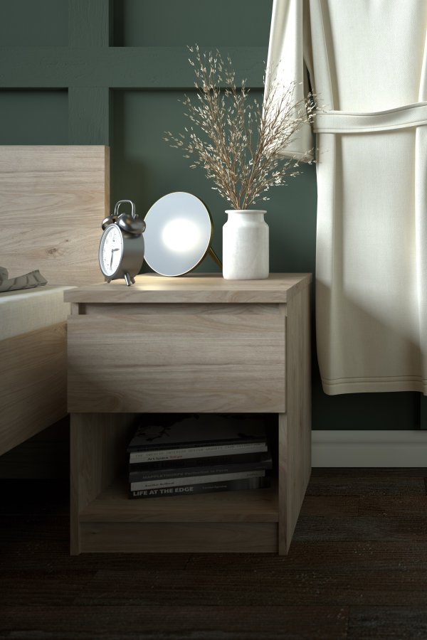 TVILUM Naia natbord, m. 1 rum og 1 skuffe - Jackson Hickory natur spnplade (40.4x50)