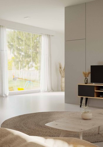 KOCOT RTV Toronto TV-bord, m. 2 drer og 1 hylle - naturlig og svart bk (120x35)