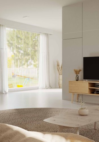 KOCOT RTV Toronto TV-bord, m. 2 drer og 1 hylle - naturlig bketre (160x35)