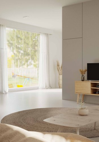 KOCOT RTV Toronto TV-bord, m. 2 drer og 1 hylle - naturlig bketre (120x35)