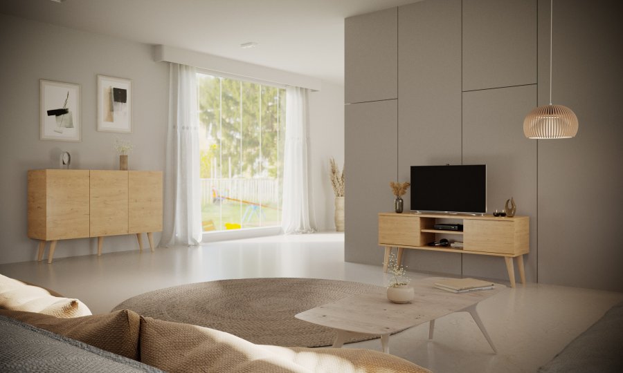 KOCOT Toronto kommode, m. 3 drer og 3 hyller - naturlig bketre