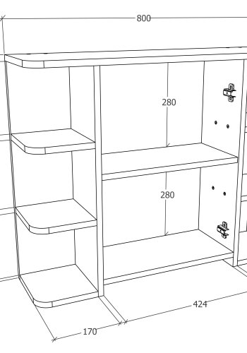 VCM NORDIC Nilosi Badezimmer-Spiegelschrank, m. 1 Tür und 7 Einlegeböden – Spiegelglas und weißes Holz