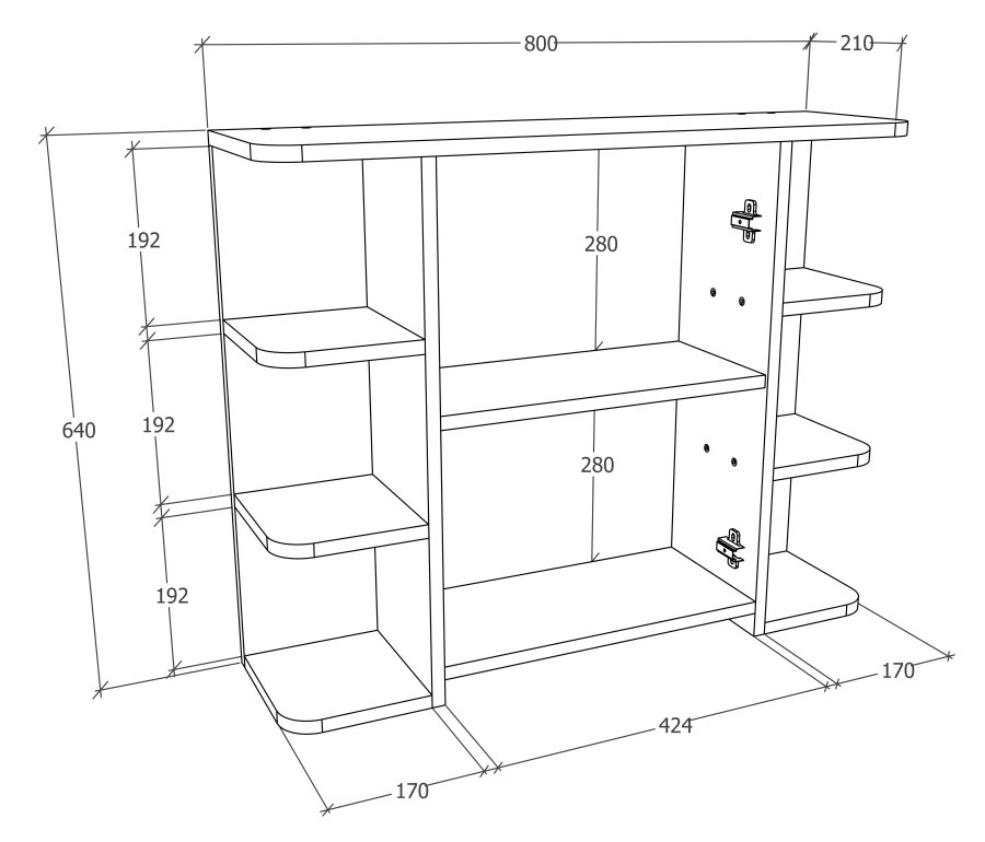 VCM NORDIC Nilosi Badezimmer-Spiegelschrank, m. 1 Tür und 7 Einlegeböden – Spiegelglas und weißes Holz