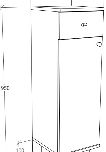 VCM NORDIC Nilosi Badezimmer-Midischrank, m. 1 Tür, 2 Einlegeböden und 1 Schublade – Melamin weiß