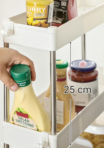 SONGMICS F�rvaringsvagn med 4 v�ningar p� hjul, Plastf�rvaringsenhet, Platsbesparande hyllorganisat�r f�r sm� utrymmen, Badrum/K�k, 40 x 12,5 x 88 cm, Vit KSC08WT