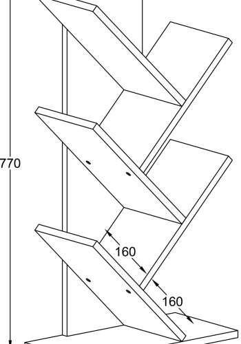 VCM-Nulis L Regal, mit 6 offenen Fächern - anthrazitgraues Holz