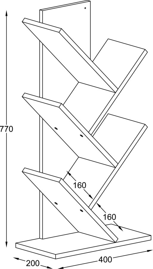 VCM-Nulis L Regal, mit 6 offenen Fächern - anthrazitgraues Holz
