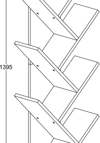 VCM-Nulis XL bokhylle, m. 10 pne rom - naturlig tre