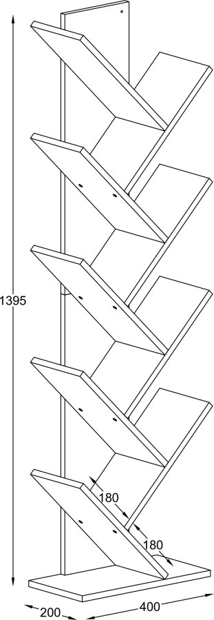 VCM-Nulis XL Regal, mit 10 offenen Fächern - anthrazitgraues Holz