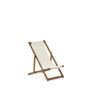 KAVE HOME Adredna liggestol til brn, foldbar - beige polyester og akacietr
