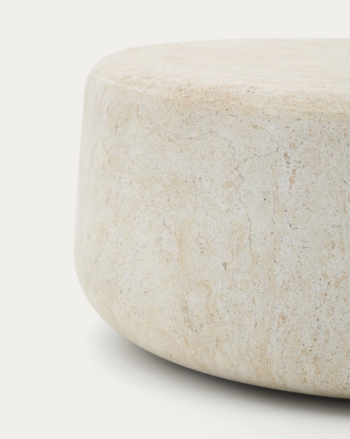 KAVE HOME Drasi sement salongbord med travertin-effekt 90 cm