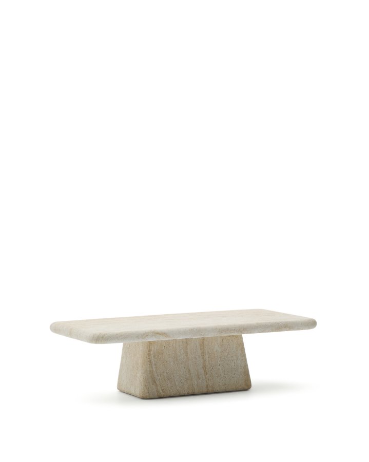 KAVE HOME Drasi salongbord i sement med travertin-effekt 140 x 70 cm