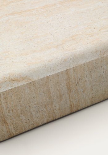 KAVE HOME Drasi salongbord i sement med travertin-effekt 140 x 70 cm