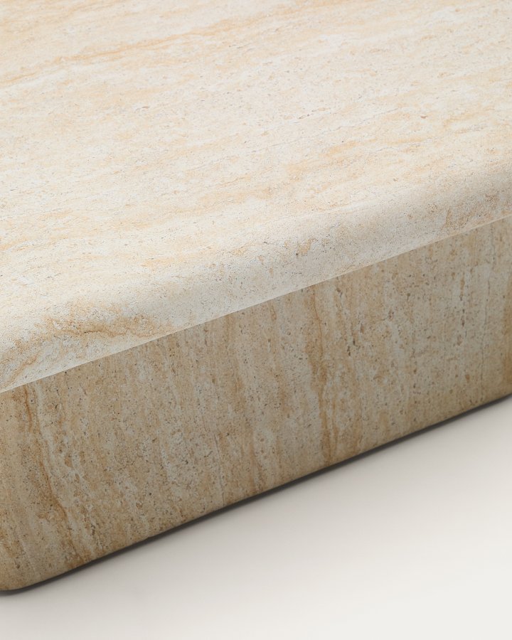 KAVE HOME Drasi salongbord i sement med travertin-effekt 140 x 70 cm