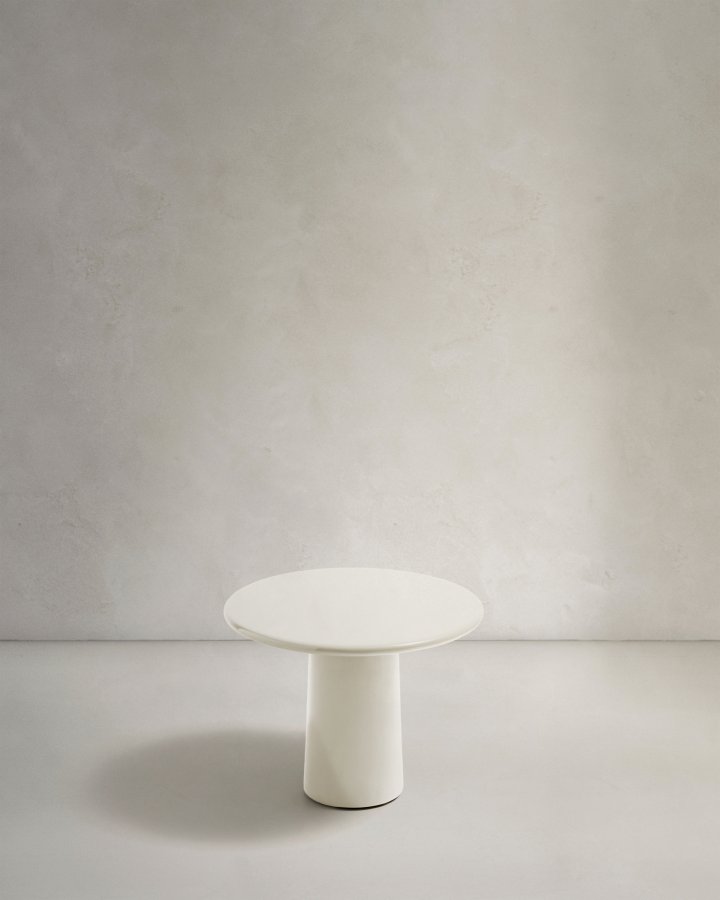 KAVE HOME Albanella salongbord i sement med blank hvit finish 65 cm