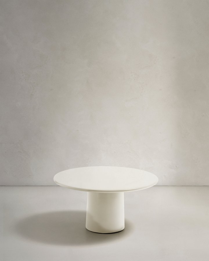 KAVE HOME Albanella salongbord i sement med blank hvit finish  85 cm