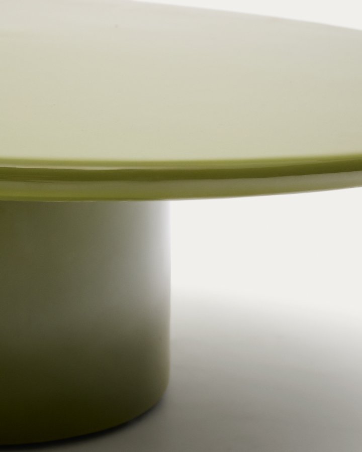 KAVE HOME Albanella salongbord i sement med blank grnn finish  85 cm