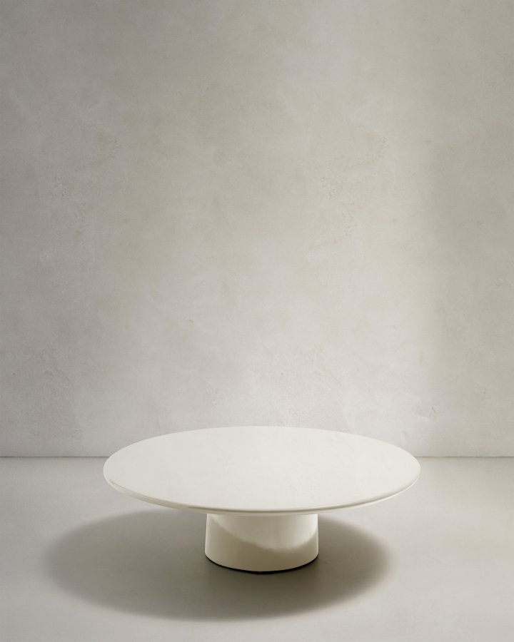 KAVE HOME Albanella salongbord i sement med blank hvit finish 110 cm