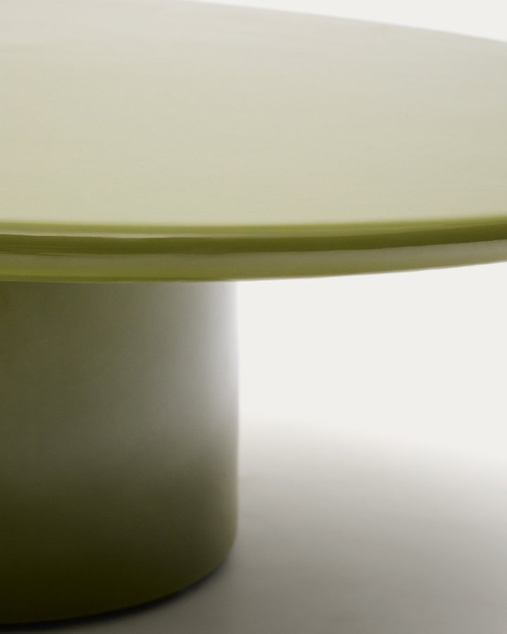 KAVE HOME Albanella salongbord i sement med blank grnn finish 110 cm