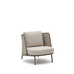 KAVE HOME Sedalis udendrs lnestol, m. hynder - taupe tovsnor og aluminium