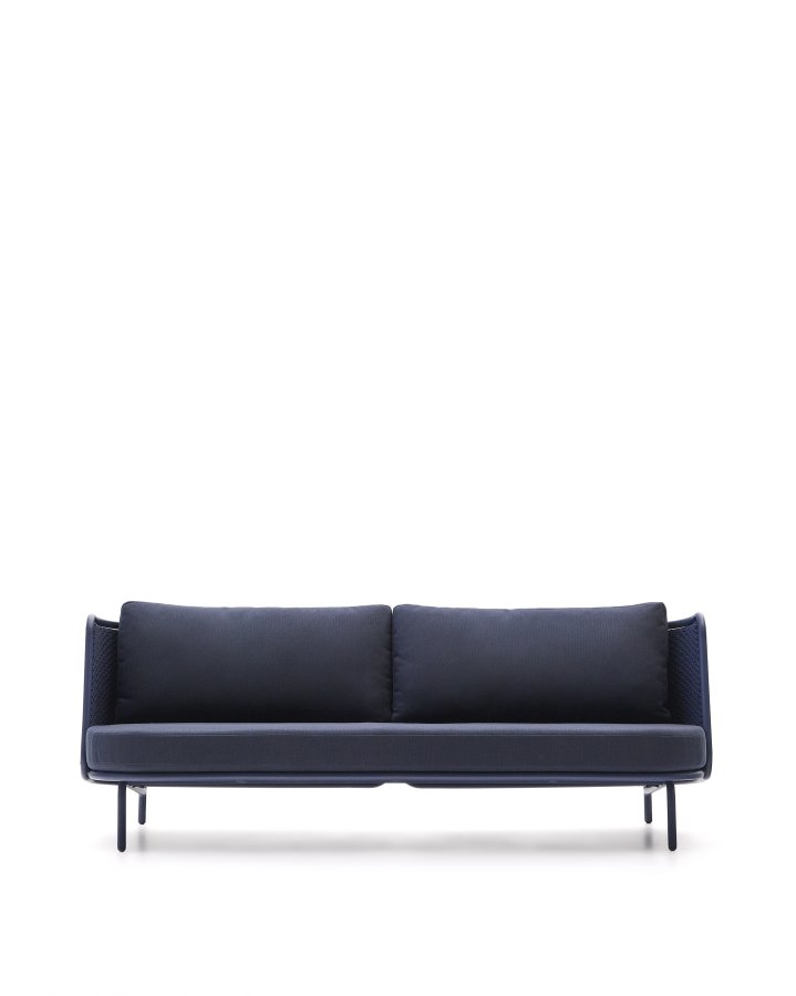 KAVE HOME Sedalis utendrs 3-seters sofa i aluminium og bltt tau 210 cm