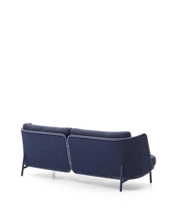 KAVE HOME Sedalis utendrs 3-seters sofa i aluminium og bltt tau 210 cm