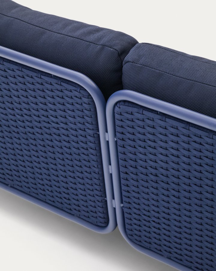 KAVE HOME Sedalis utendrs 3-seters sofa i aluminium og bltt tau 210 cm