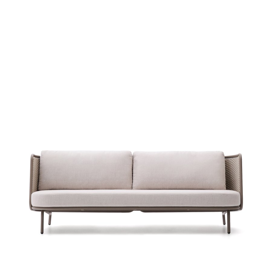 KAVE HOME Sedalis utendrs 3-seters sofa i aluminium og taupefarget tau 210 cm