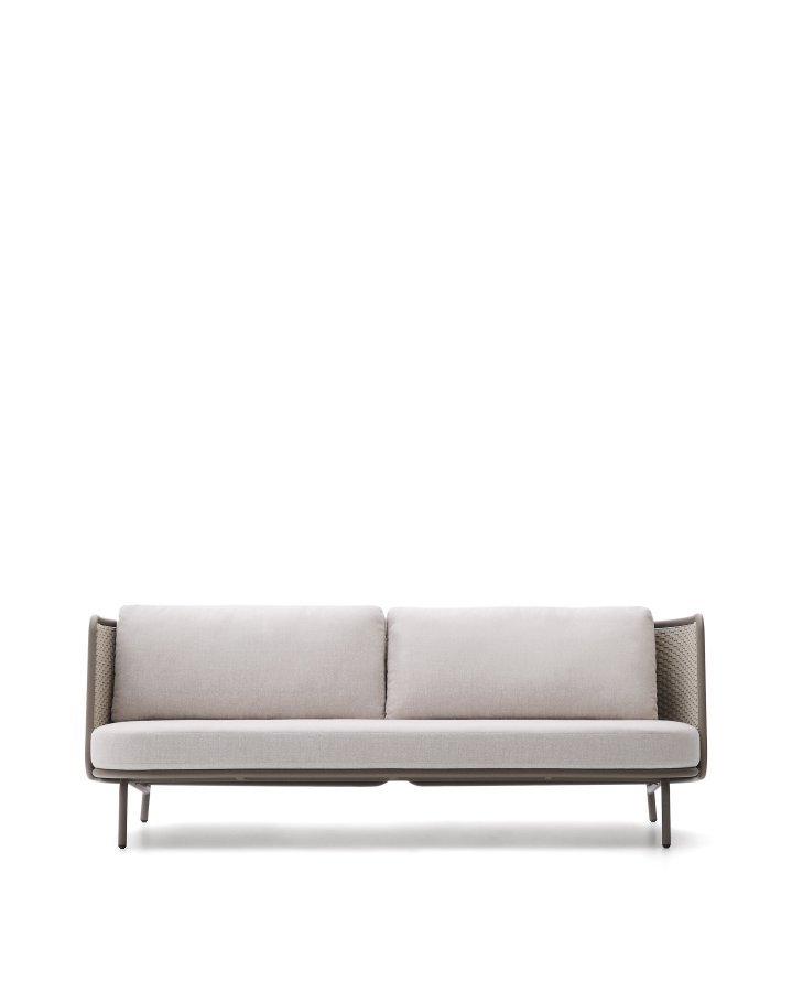 KAVE HOME Sedalis utendrs 3-seters sofa i aluminium og taupefarget tau 210 cm