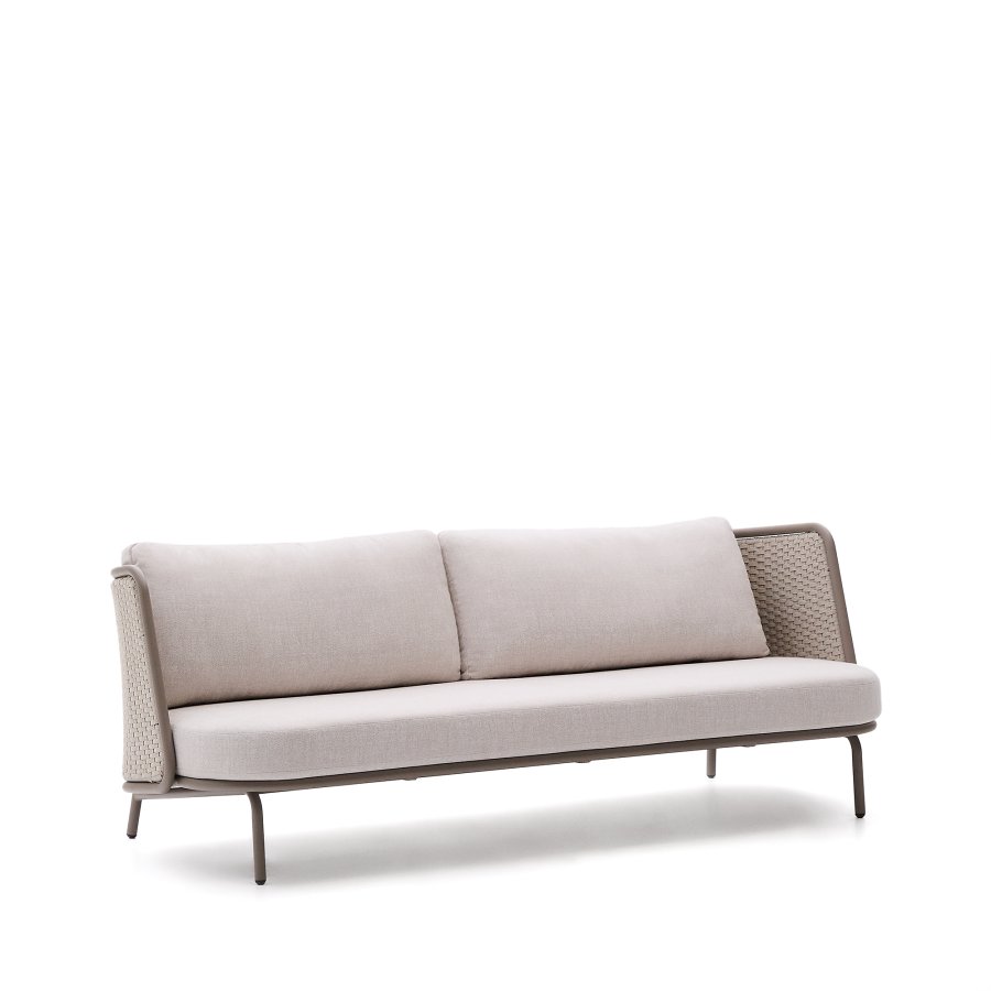 KAVE HOME Sedalis utendrs 3-seters sofa i aluminium og taupefarget tau 210 cm
