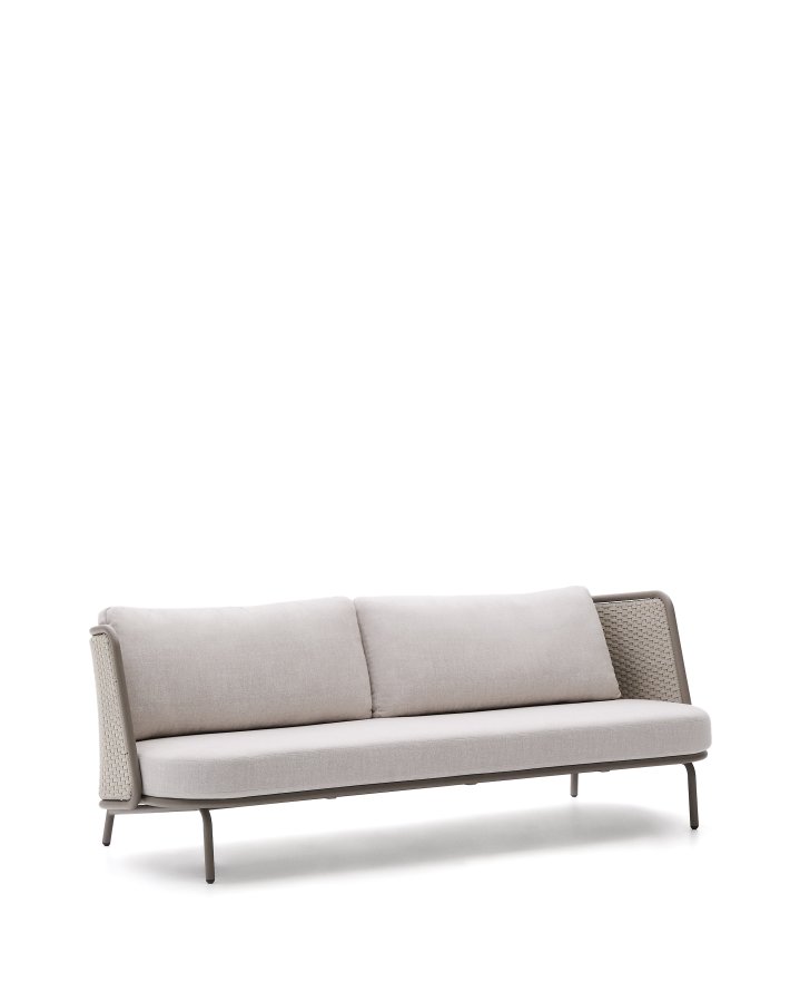 KAVE HOME Sedalis utendrs 3-seters sofa i aluminium og taupefarget tau 210 cm