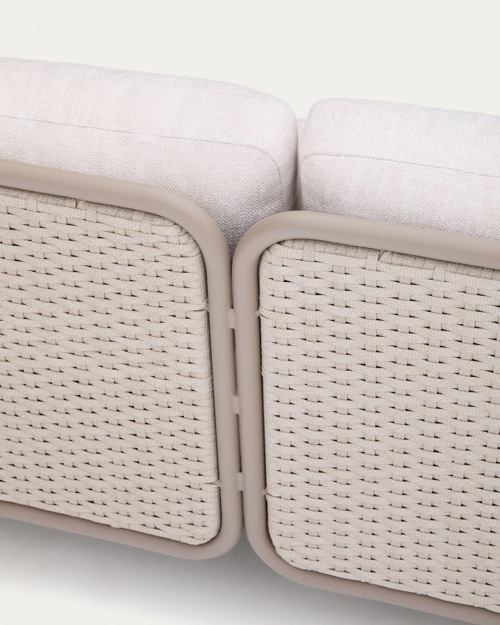 KAVE HOME Sedalis utendrs 3-seters sofa i aluminium og taupefarget tau 210 cm