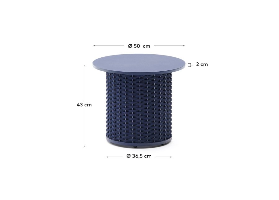 KAVE HOME Sedalis utendrs sidebord i aluminium og bltt tau, 50 cm