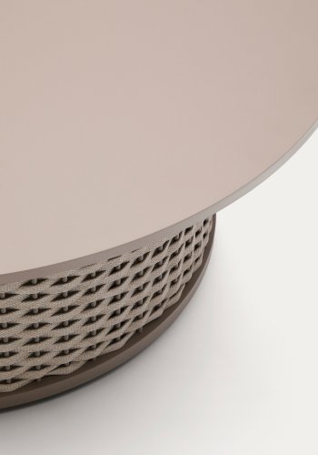 KAVE HOME Sedalis utendrs salongbord i aluminium og taupefarget tau 99 cm