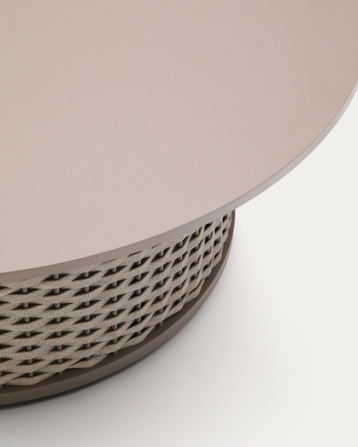 KAVE HOME Sedalis utendrs salongbord i aluminium og taupefarget tau 99 cm