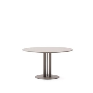 KAVE HOME Sedalis havebord, rund - taupe aluminium og stl (12)