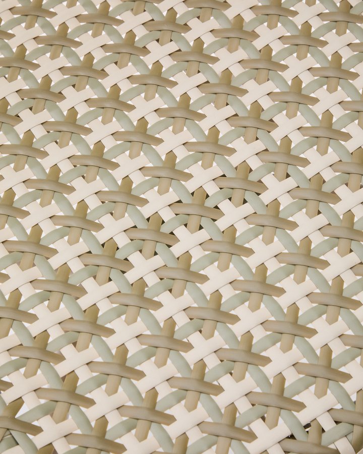 KAVE HOME Tuccia hagestol, med armlener - beige/grnn syntetisk rotting og beige aluminium