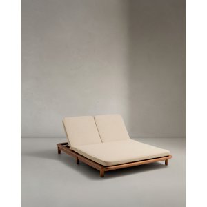 KAVE HOME Turqueta dobbelt liggestol, m. justerbar rygln og hynder - natur teaktr