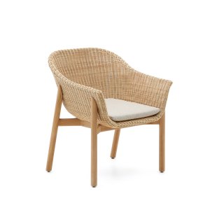 KAVE HOME Galea udendrs lnestol, m. armln og hynde - syntetisk rattan og teaktr