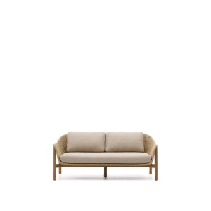 KAVE HOME Galea udendrs 2 pers. sofa, m. armln og hynder - syntetisk rattan og teaktr (170,5cm)