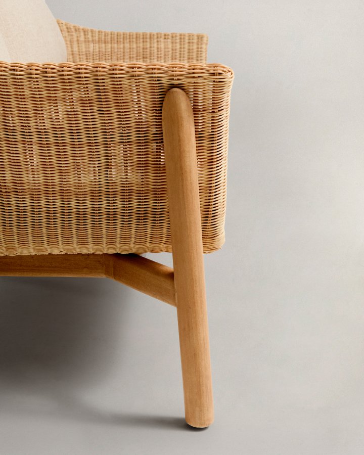 KAVE HOME Galea 2-seters sofa i FSC 100 % heltre teak og syntetisk rotting 170,5 cm