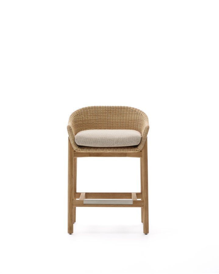 KAVE HOME Galea krakk i FSC 100 % heltre teak og syntetisk rotting 65 cm