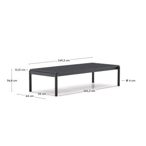  KAVE HOME Sorells udendrs sofabord, rektangulr - gr aluminium (63x144,6)