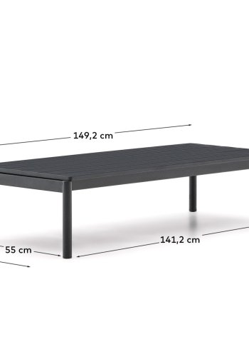  KAVE HOME Sorells udendrs sofabord, rektangulr - gr aluminium (63x144,6)