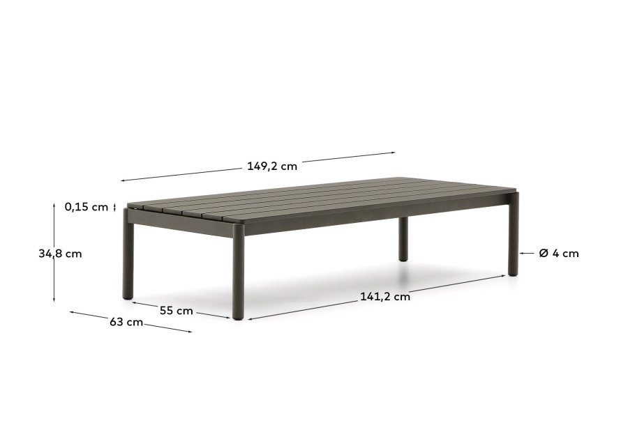 KAVE HOME Sorells utendrs salongbord, rektangulrt - grnn aluminium (63x144,6)