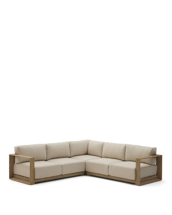 KAVE HOME Ambra 5-seters hjrnesofa i heltre akasie med lys overflate 248 cm