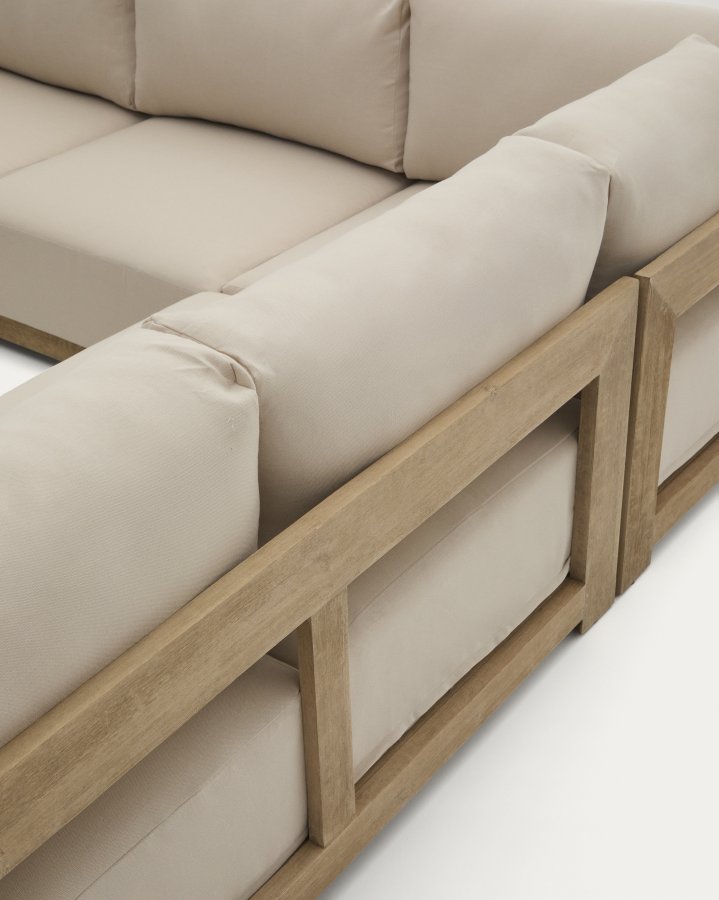 KAVE HOME Ambra 5-seters hjrnesofa i heltre akasie med lys overflate 248 cm