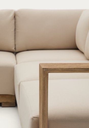 KAVE HOME Ambra 5-seters hjrnesofa i heltre akasie med lys overflate 248 cm