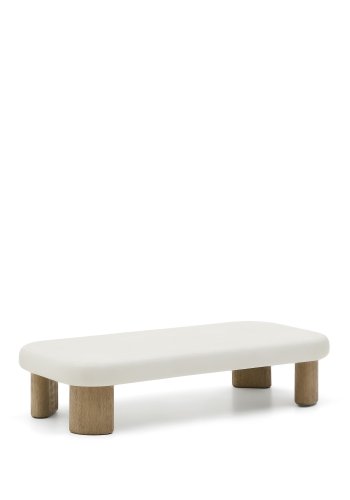 KAVE HOME Labra salongbord i sement og akasietre 140 x 70 cm