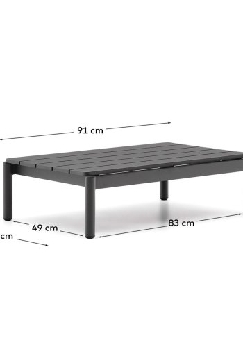 KAVE HOME Sorells utendrs salongbord, rektangulrt - gr aluminium (52,4x91)